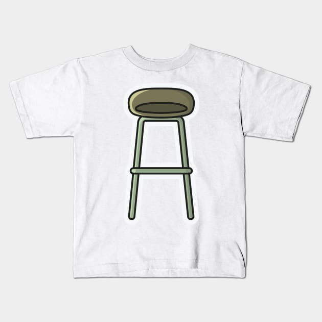 Modern Bar Stool, Chair Sticker design vector illustration. Interior indoor bar objects icon concept. Furniture for Bar and Restaurant decoration sticker style logo design with shadow. Kids T-Shirt by AlviStudio